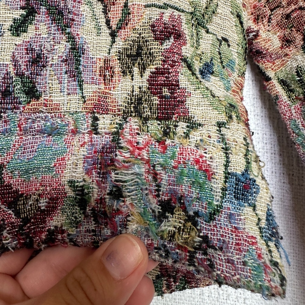 Free People Tapestry Boho Distressed Cropped Jacket - Picture 10 of 10